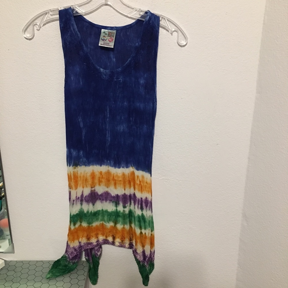 India Boutique L embroidered tie died  tank
